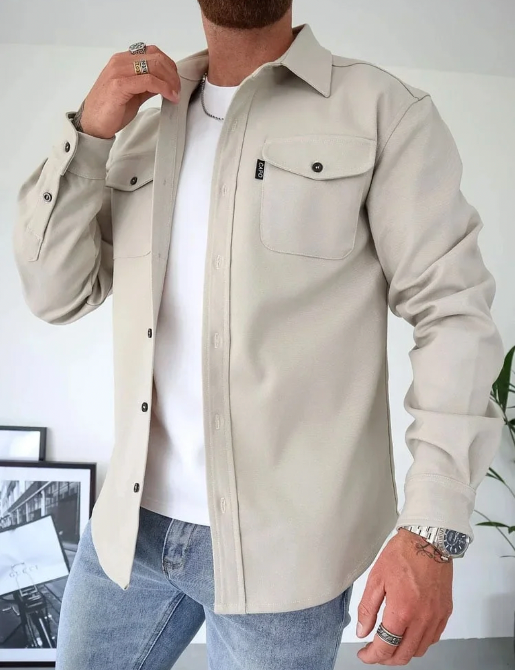 Classic men's long sleeve shirt, button-down, a staple for men's fashion & office elegance.