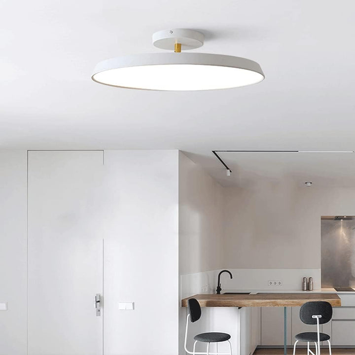 "Modern semi-flush ceiling light with sleek design, adjustable tones, and energy-efficient LED, perfect for any room ambiance
