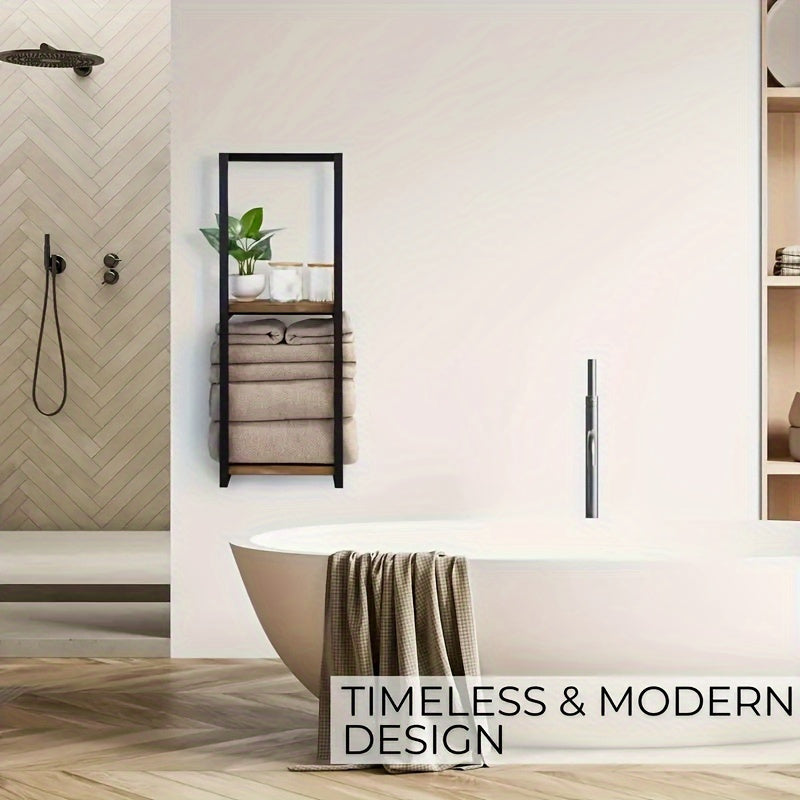 Premium wall-mounted towel rack, offering space-saving bathroom storage and home organization with modern design.