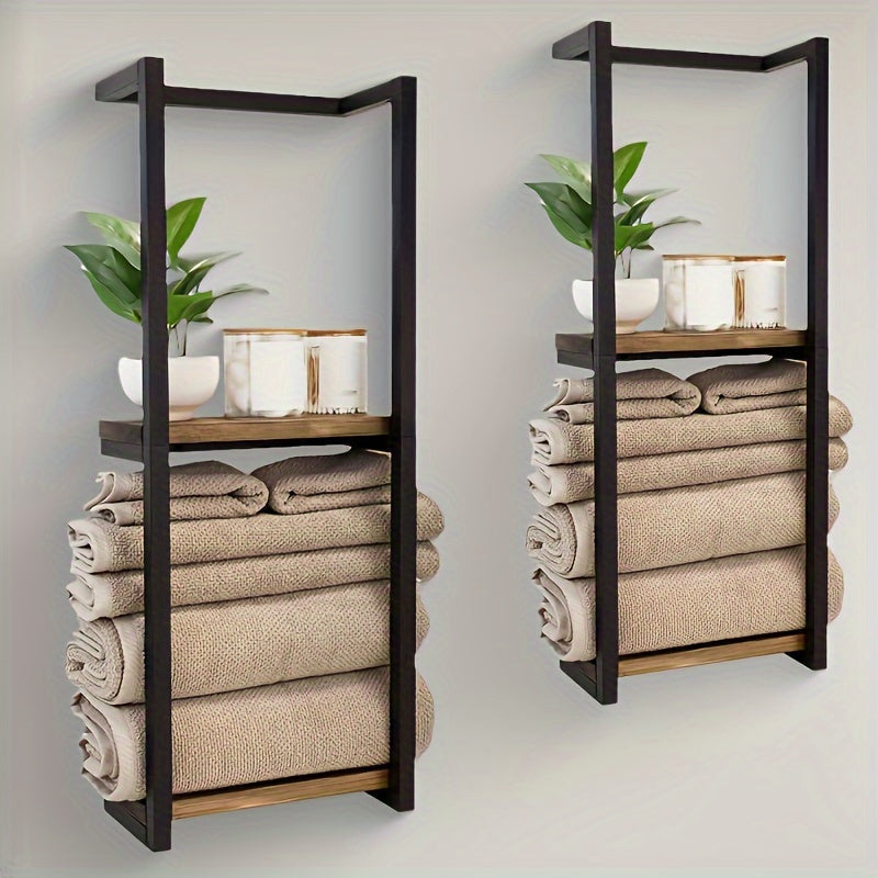 Sleek, space-saving wall-mounted towel rack with a modern design for tidy bathroom organization.