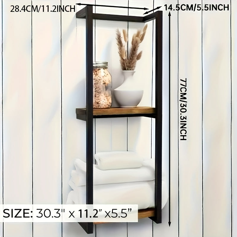 Tidy bathroom with this durable stainless steel wall-mounted towel rack, an essential space-saving accessory.