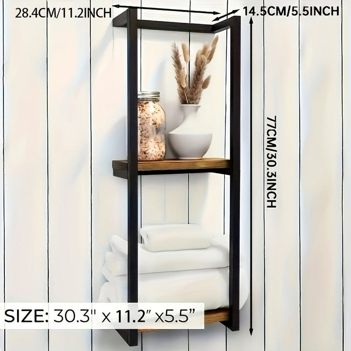 Tidy bathroom with this durable stainless steel wall-mounted towel rack, an essential space-saving accessory.