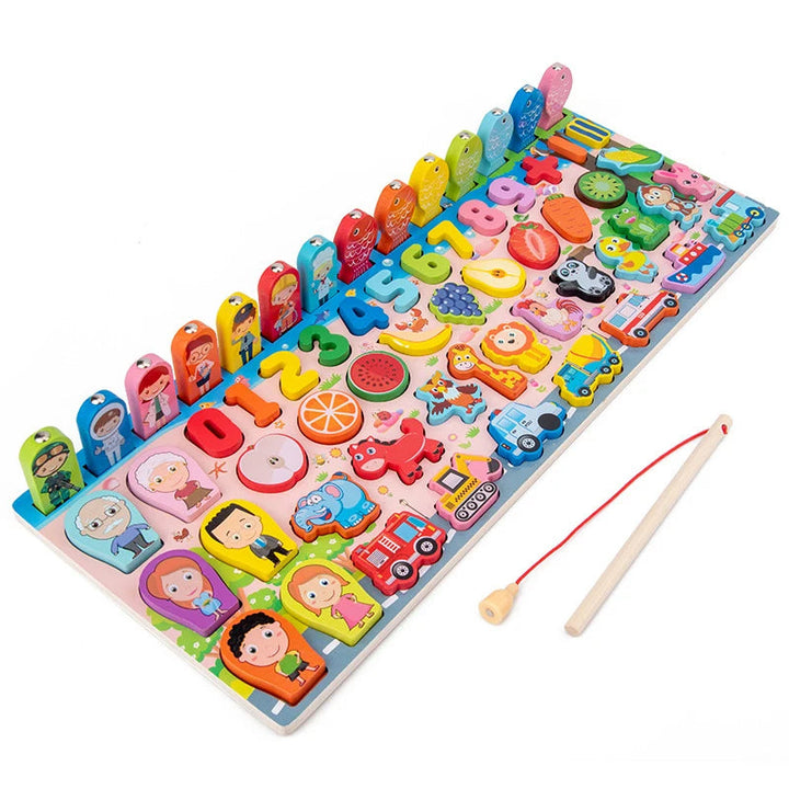 Montessori busy board for kids, a wooden puzzle educational toy enhancing fine motor skills & sensory play.