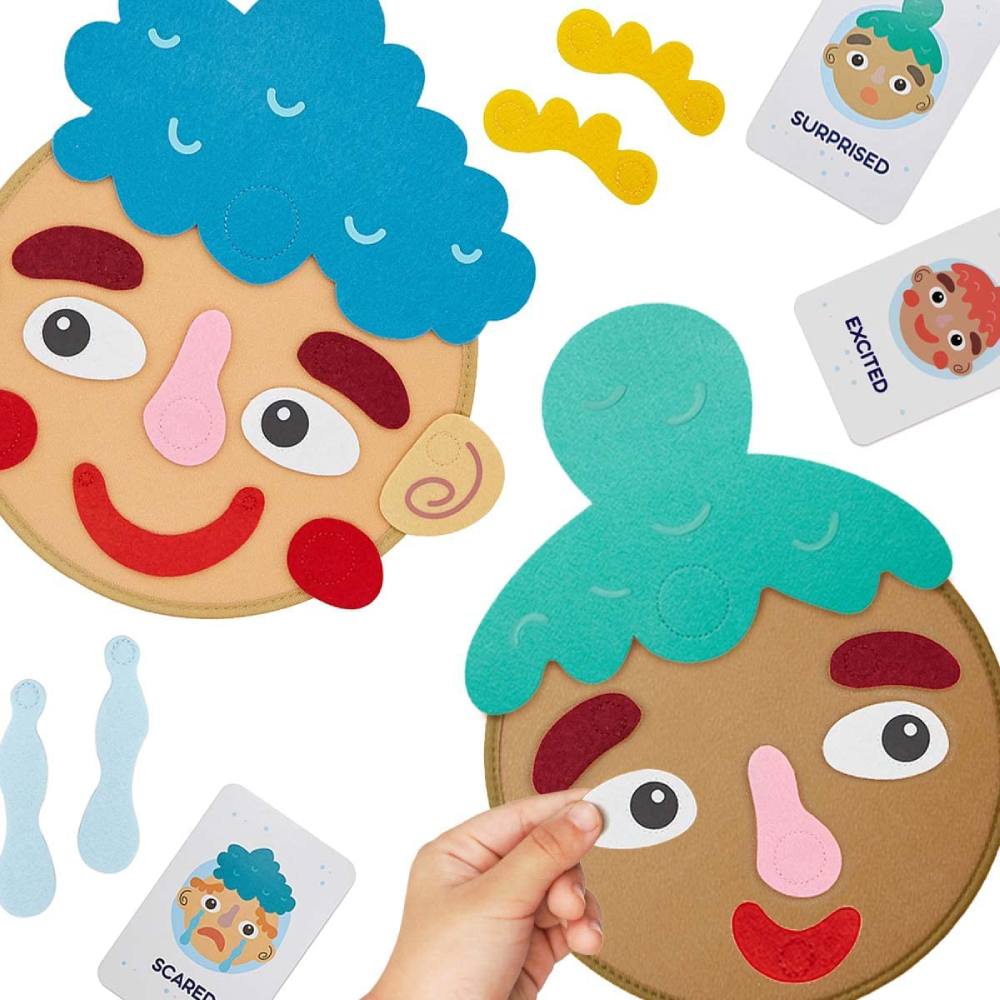 Soft felt Montessori educational toy for kids. Teaches facial expressions & emotions, boosting early social skills.