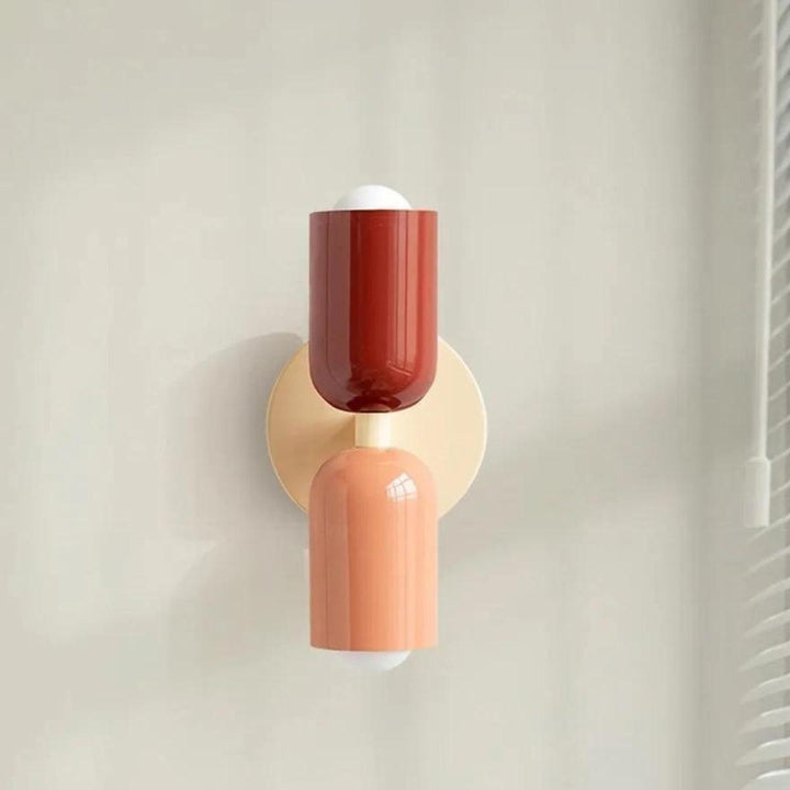 Modern double Scandinavian wall lamp, sleek home accent lighting for living rooms.