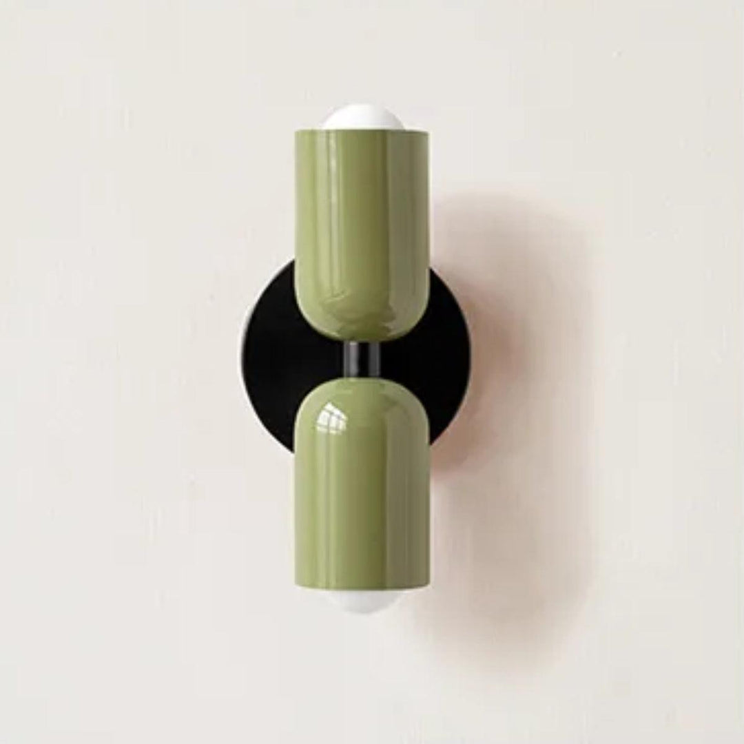 Stylish double wall lamp, modern interior decor, provides soft ambient light.