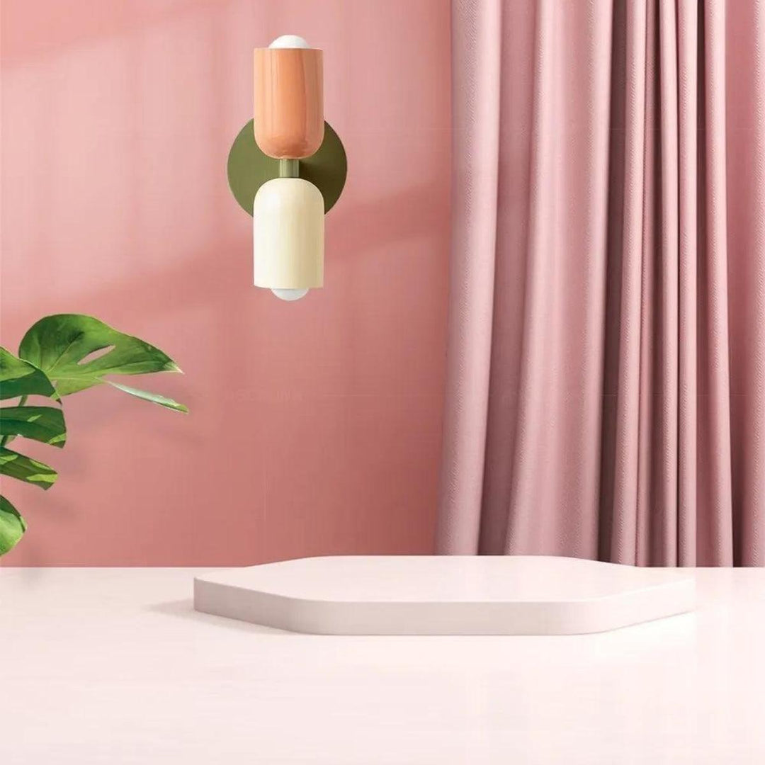 Contemporary double design wall lamp, perfect ambient lighting for a modern bedroom.