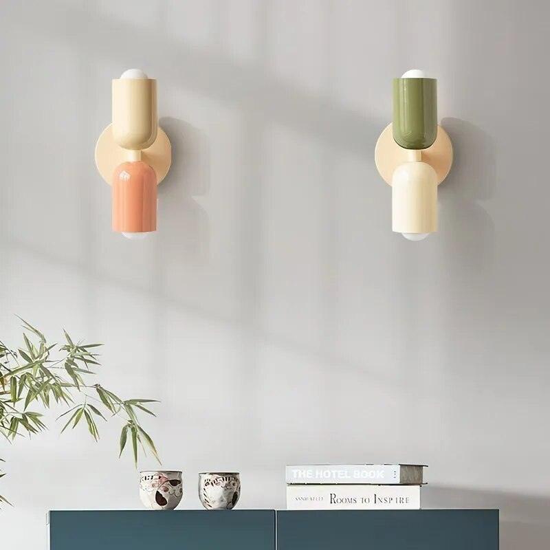 Modern home accent wall lamp, dual light design with clean Scandinavian aesthetic.