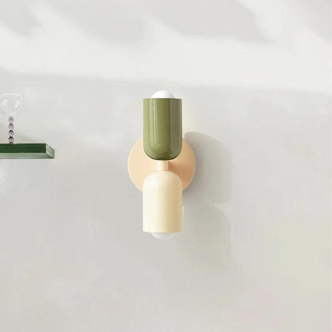 Contemporary double wall lamp, provides warm ambient light, Scandinavian style.