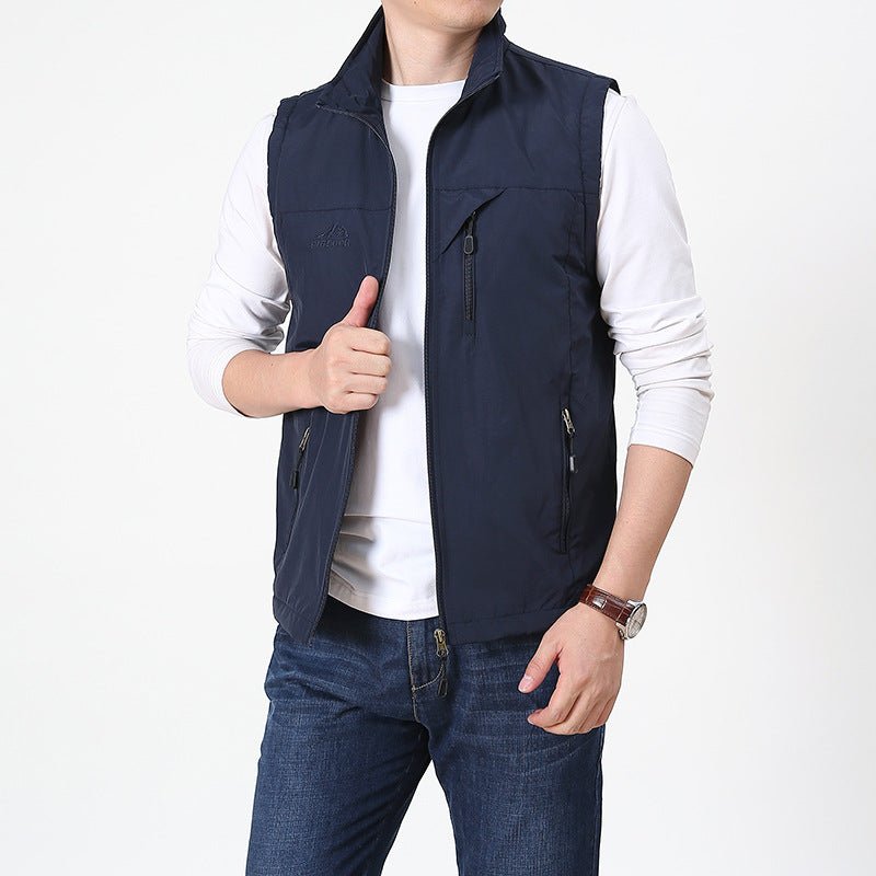 Men's fashion lightweight zip vest, a comfortable and versatile layering piece for outdoor wear and active lifestyles.