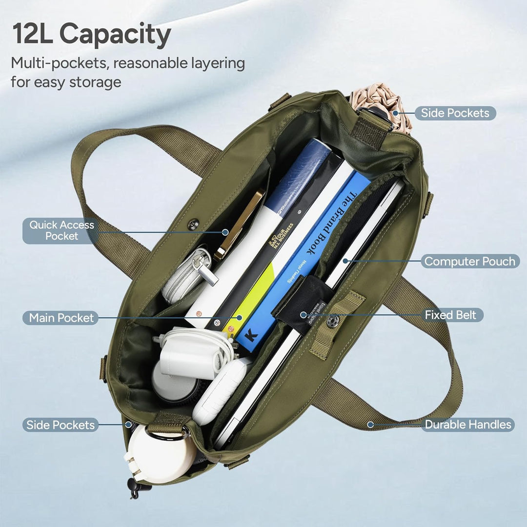 MetroCarry Multi-Compartment Laptop Tote Bag, unisex design with adjustable strap for versatility.