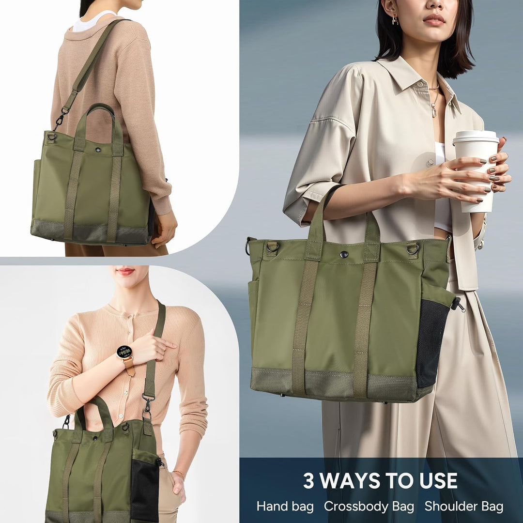 Versatile MetroCarry Laptop Tote Bag for daily essentials, multi-compartment, adjustable strap.