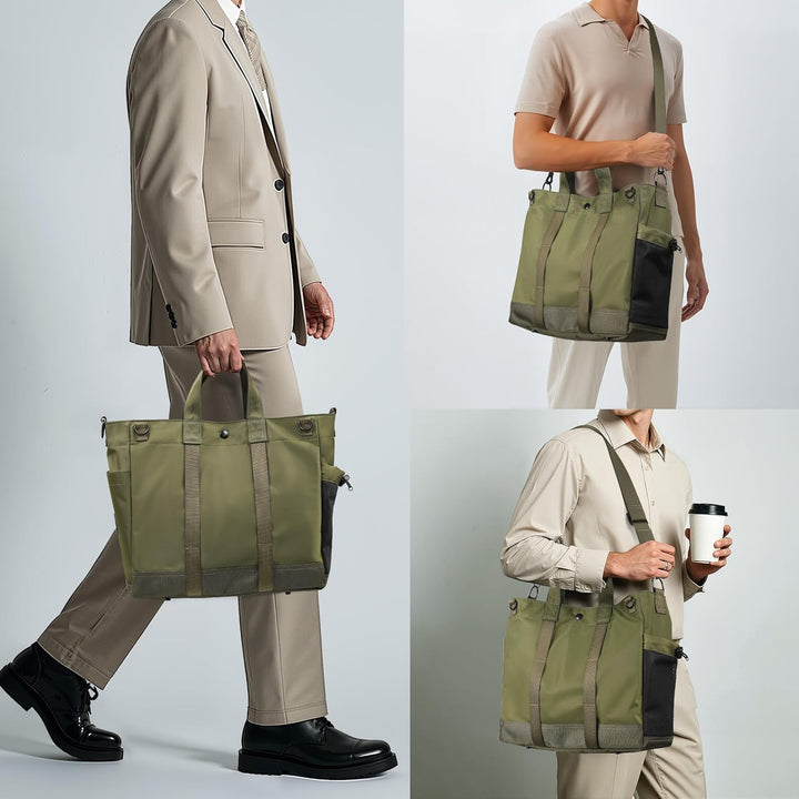 Spacious MetroCarry Multi-Compartment Laptop Tote Bag, unisex, adjustable strap for ultimate organization.