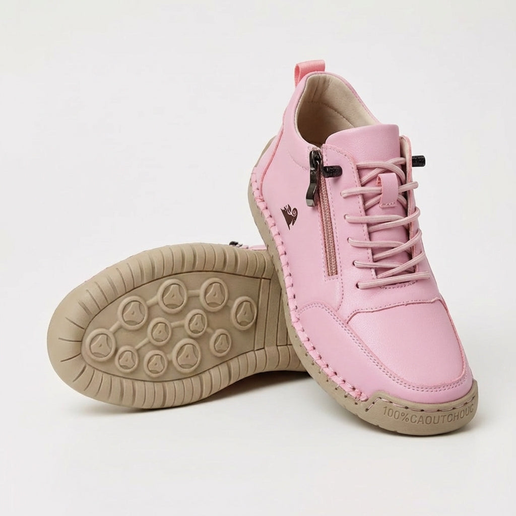 Lightweight women's walking sneakers with orthopedic features and a functional zipper for ease.