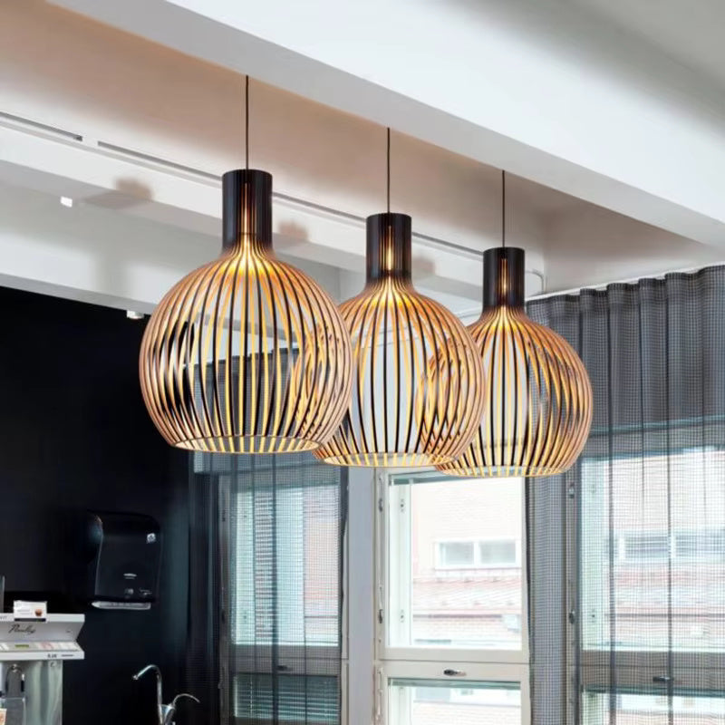 Natura Orb wooden pendant lamp with organic design, perfect for cozy modern or rustic interiors.