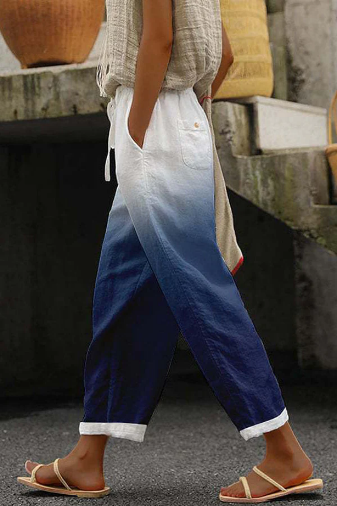 Versatile women's casual printed pants; perfect for everyday wear. Features stylish buttons and pockets.