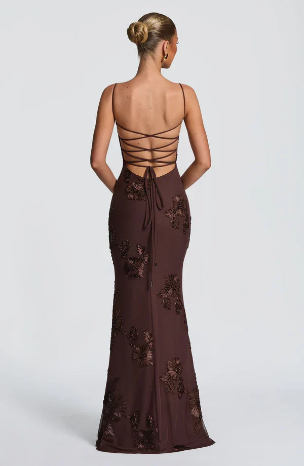 Beautiful Aveline floral maxi dress, women's elegant corset gown, ideal for special event fashion.