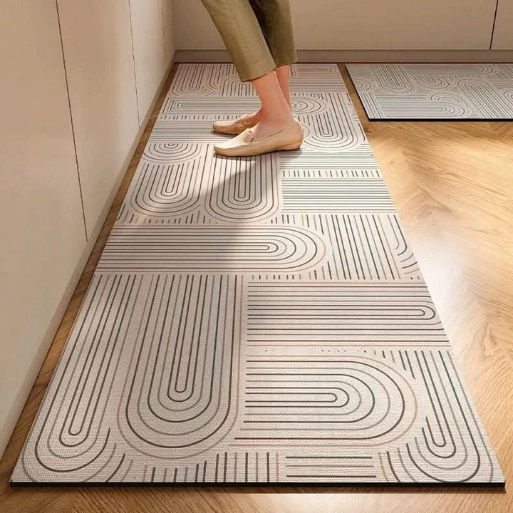 Easy-clean non-slip kitchen mat, a durable and safe floor rug for modern home kitchens and stylish decor.