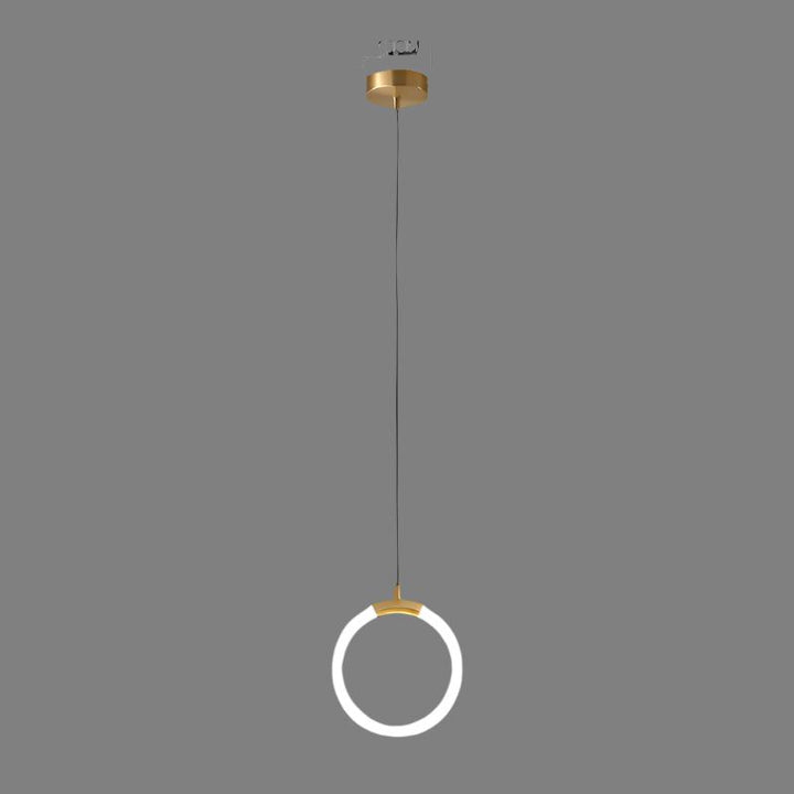 "Nordic LED Pendant Light with sleek metal lines and minimalist design, perfect for modern kitchens and dining areas."