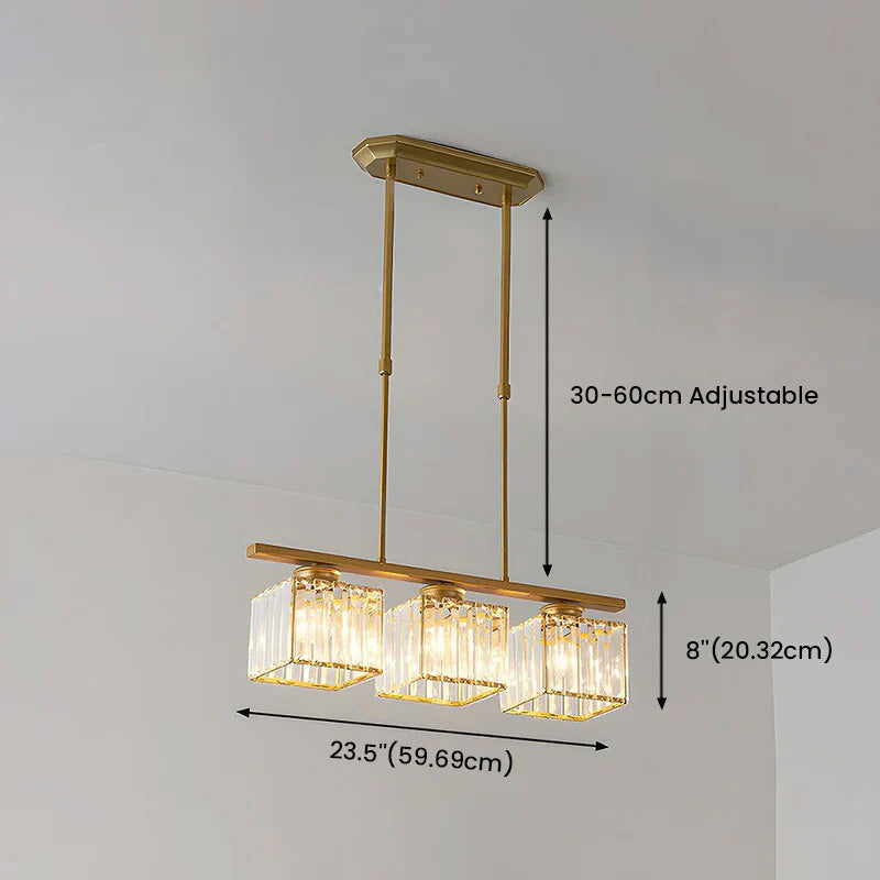 "Nordic multi-light glass pendant lamp with elegant glass shades, perfect for kitchen island or dining area centerpiece."