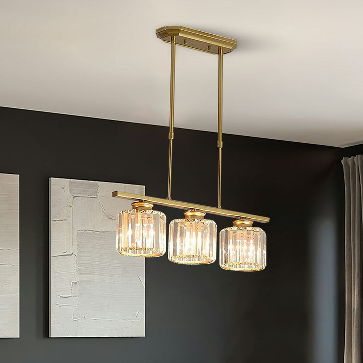 "Nordic multi-light glass pendant lamp with elegant glass shades, perfect for kitchen island or dining area centerpiece."
