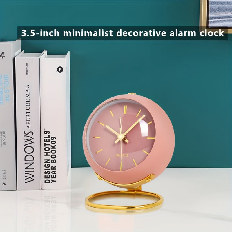 Contemporary Nordic desk clock, silent, with luminous hands & a minimalist metal frame design.