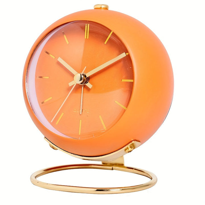 Quiet Nordic tabletop clock featuring luminous hands & a chic metal frame, enhancing any room.