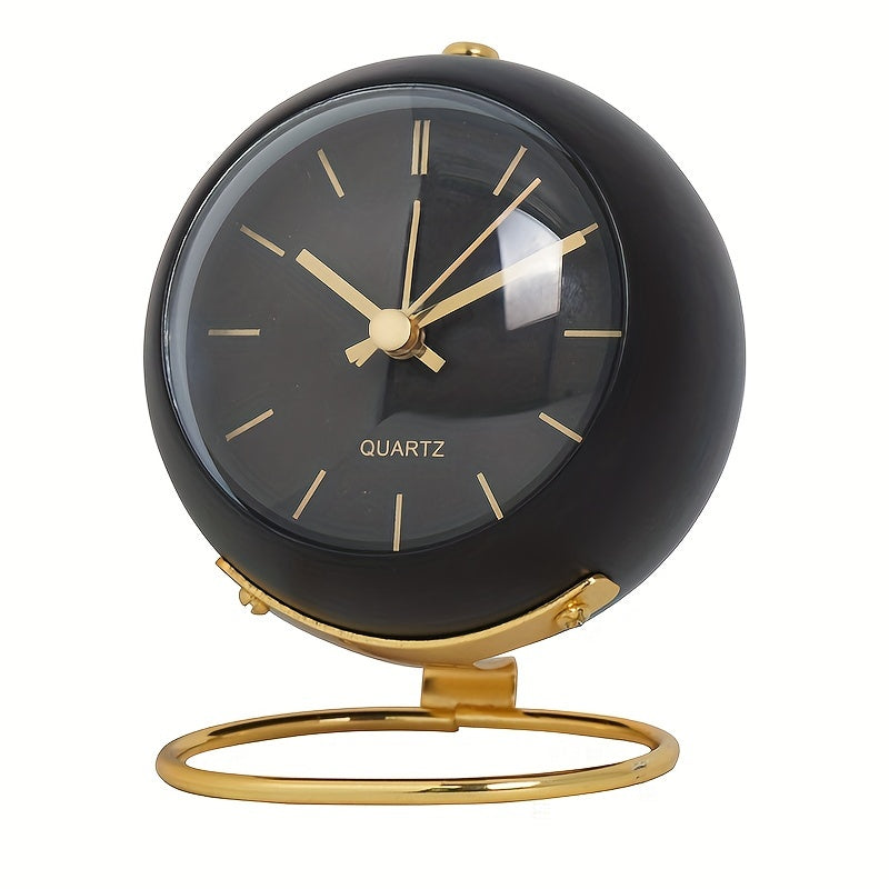 Elegant Nordic tabletop clock, silent, glow hands, and sturdy metal frame for modern spaces.