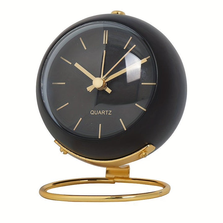 Elegant Nordic tabletop clock, silent, glow hands, and sturdy metal frame for modern spaces.