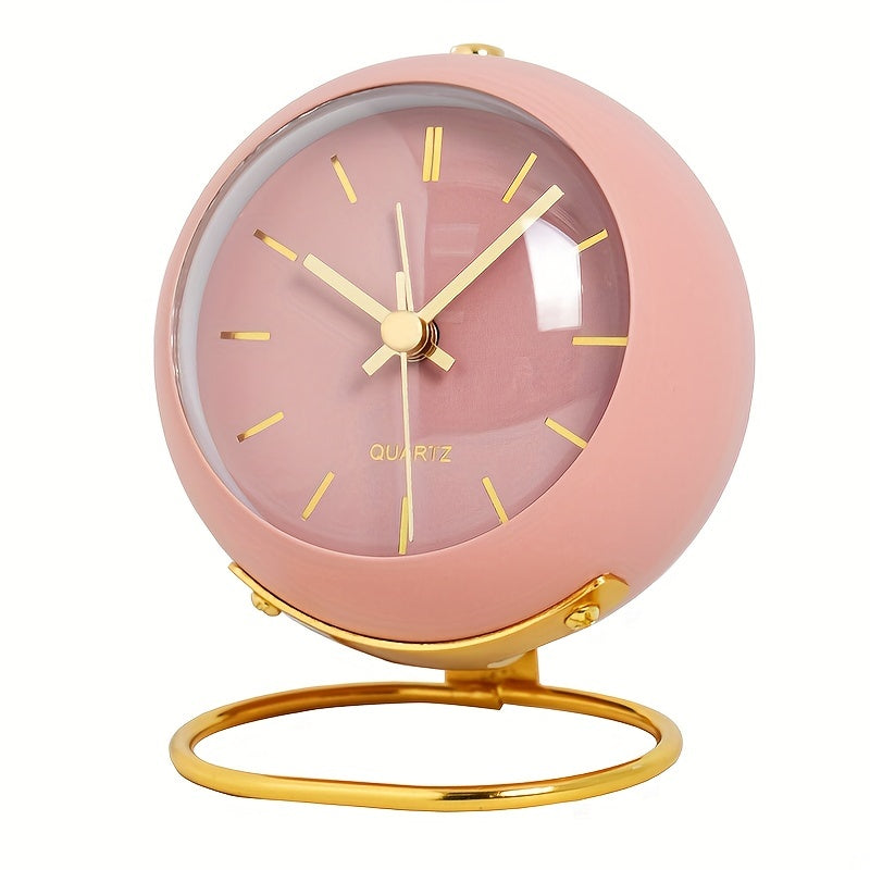 Decorative silent desk clock, Nordic style, luminous display, and classic metal frame.