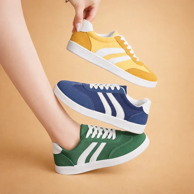 Vibrant women's lace-up sneakers for everyday comfort and stylish casual wear.