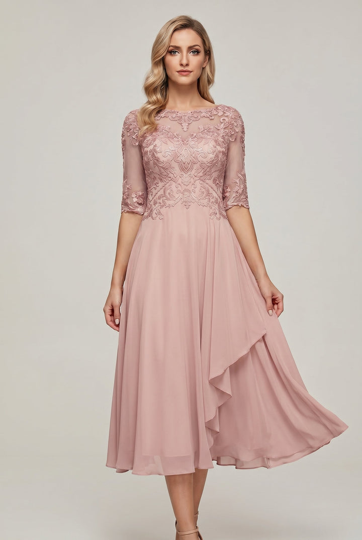 Elegant women's flared midi dress with a high waist. Versatile for smart casual or everyday wear.