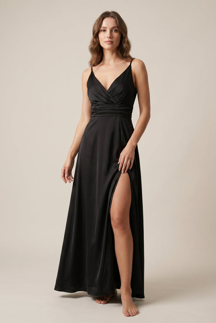 Chic pink midi dress, offering an elegant and timeless silhouette for various occasions.
