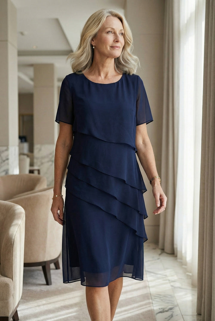 Effortless style in this women's ruffled midi dress with elegant flowing fabric, perfect for any occasion.