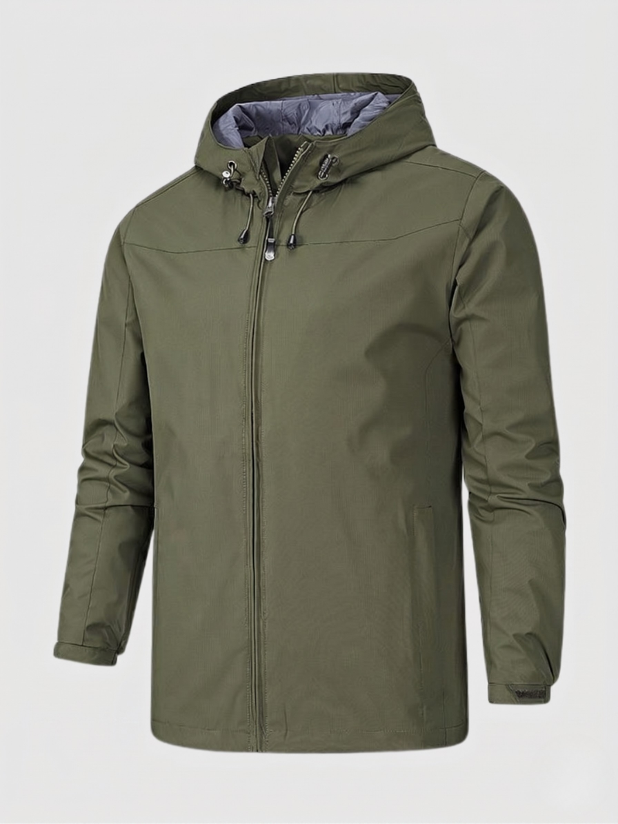 Casual men's full-zip hooded jacket for everyday wear. Lightweight & versatile outerwear, great for layering.