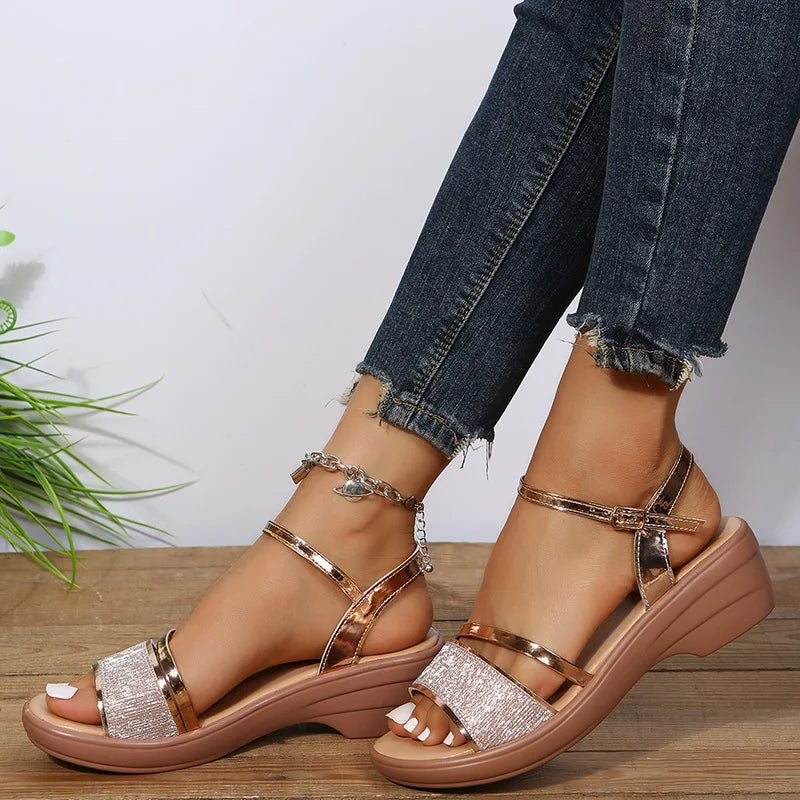 Women's orthopedic wedge sandals, combining stylish design with all-day comfort & foot support. Perfect for summer.