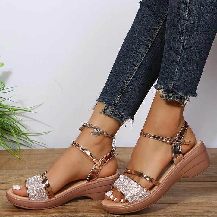 Women's orthopedic wedge sandals, combining stylish design with all-day comfort & foot support. Perfect for summer.