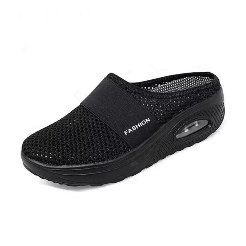 Ergonomic women's slip-on shoes with air cushion & orthopedic arch support for daily wear.