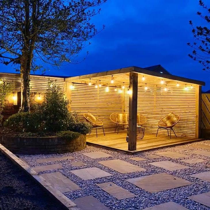 Outdoor LED string lights, heavy-duty & waterproof, perfect for patios, gardens & backyard decor.