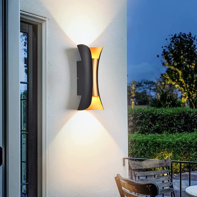 Outdoor LED wall light, modern design, durable aluminum, weatherproof IP65, bright warm light, perfect for gardens and patios