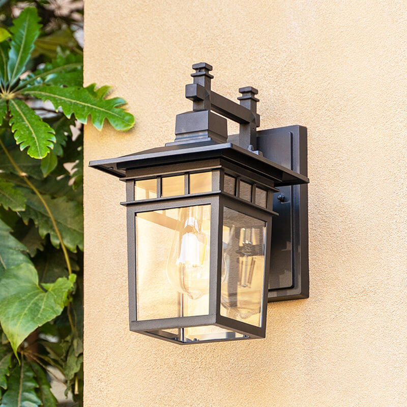 Waterproof outdoor garden lantern, providing warm light for entrances & patios. E27 compatible.