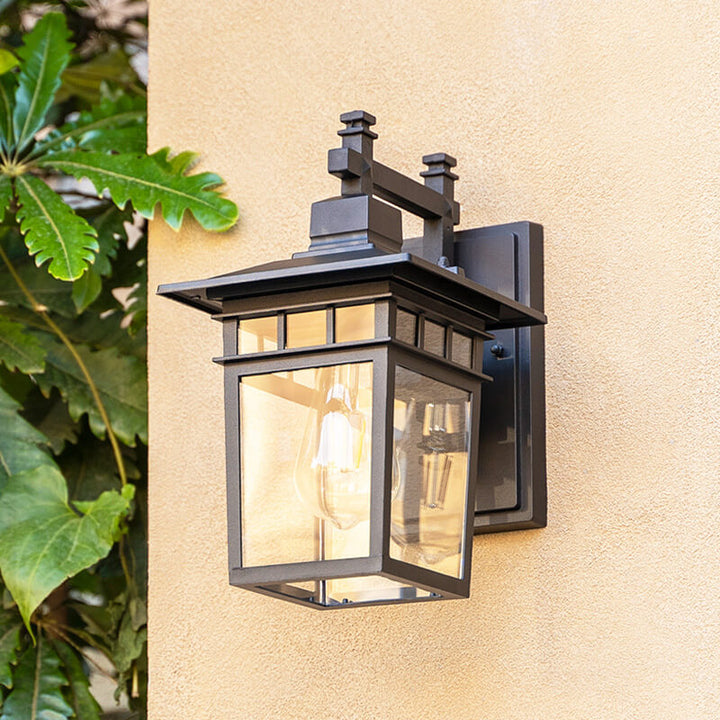 Waterproof outdoor garden lantern, providing warm light for entrances & patios. E27 compatible.