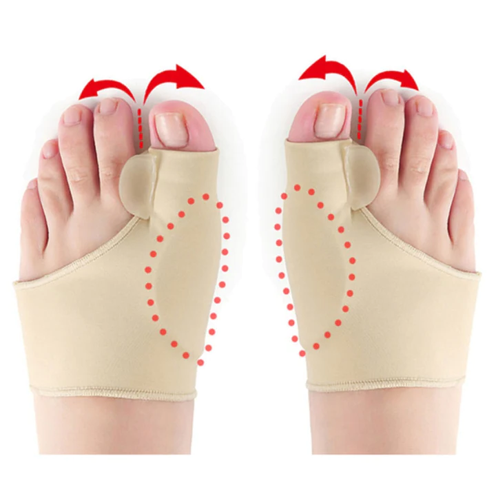 Close-up of soft gel bunion corrector, providing foot care & flexible support for toe alignment & pain relief.