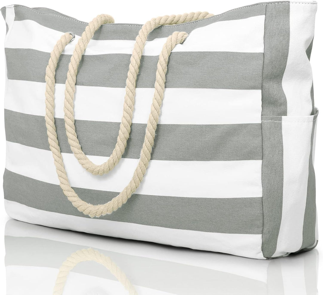 Stylish women's oversized beach bag, waterproof to protect belongings from splashes.