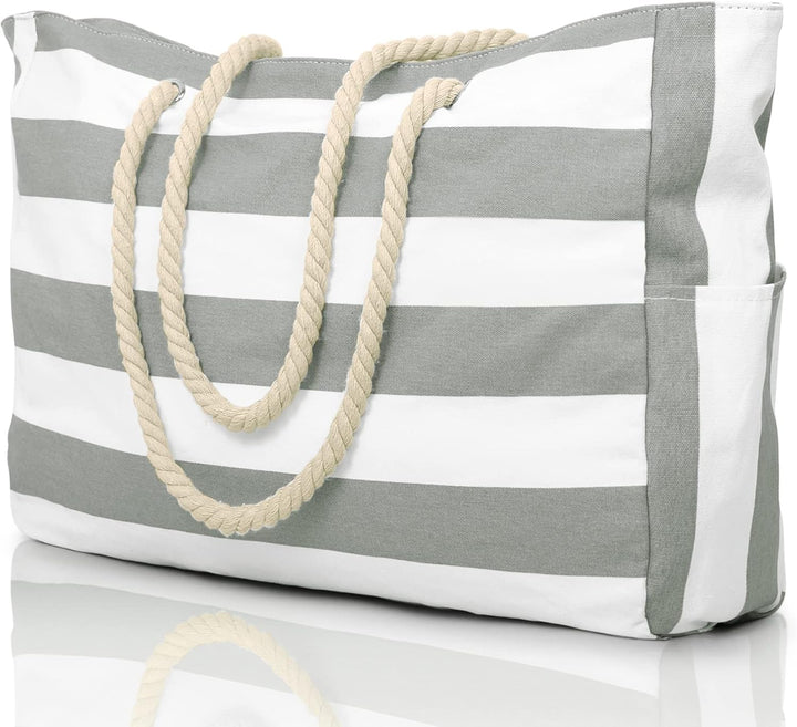 Stylish women's oversized beach bag, waterproof to protect belongings from splashes.