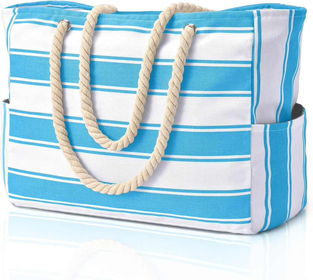 Large capacity women's beach tote, sandproof & waterproof for family beach trips.