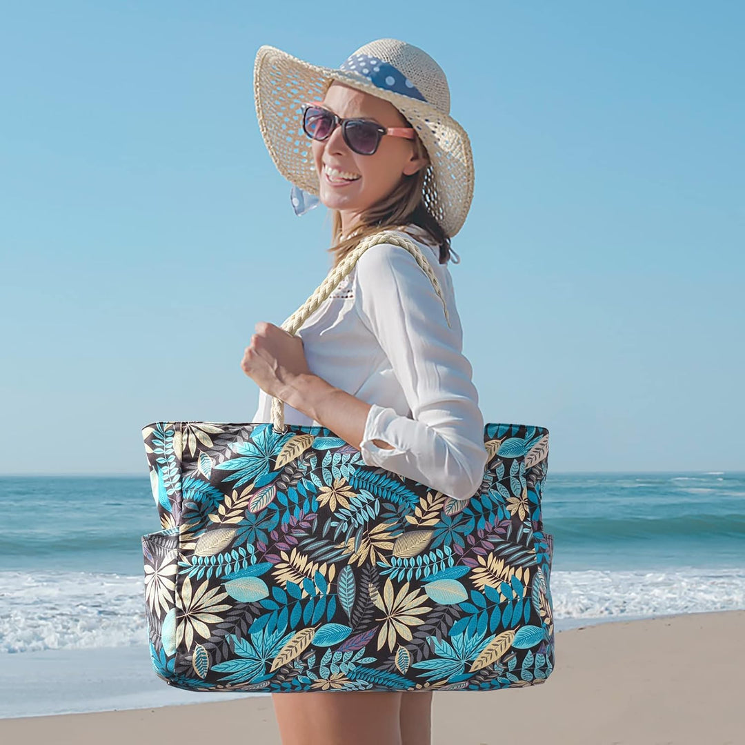 Spacious women's waterproof carryall, sandproof & oversized for all family beach gear.
