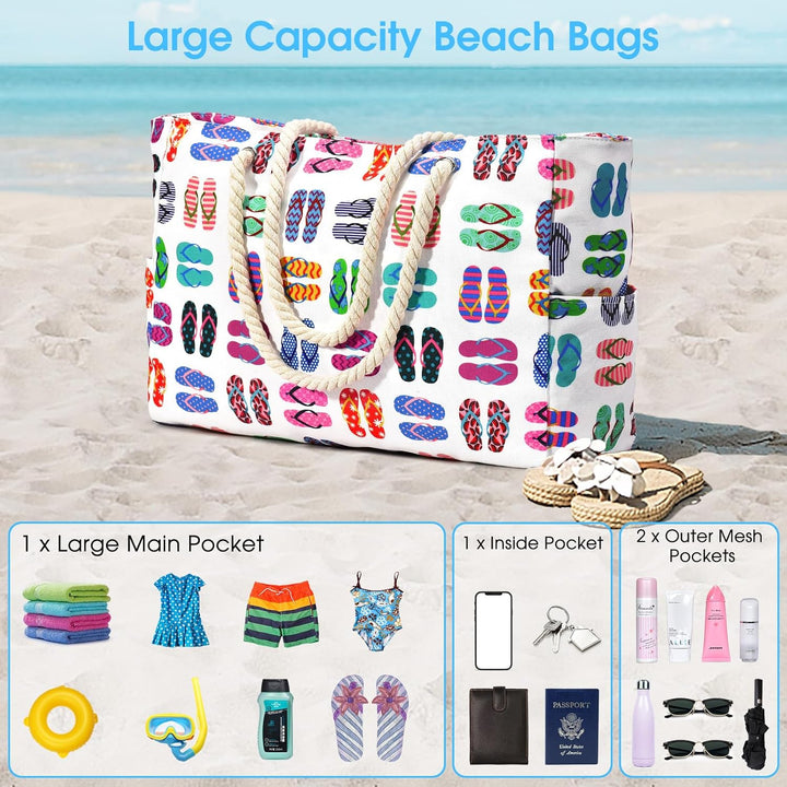 Women's waterproof oversized beach carryall, sandproof for mess-free enjoyment.