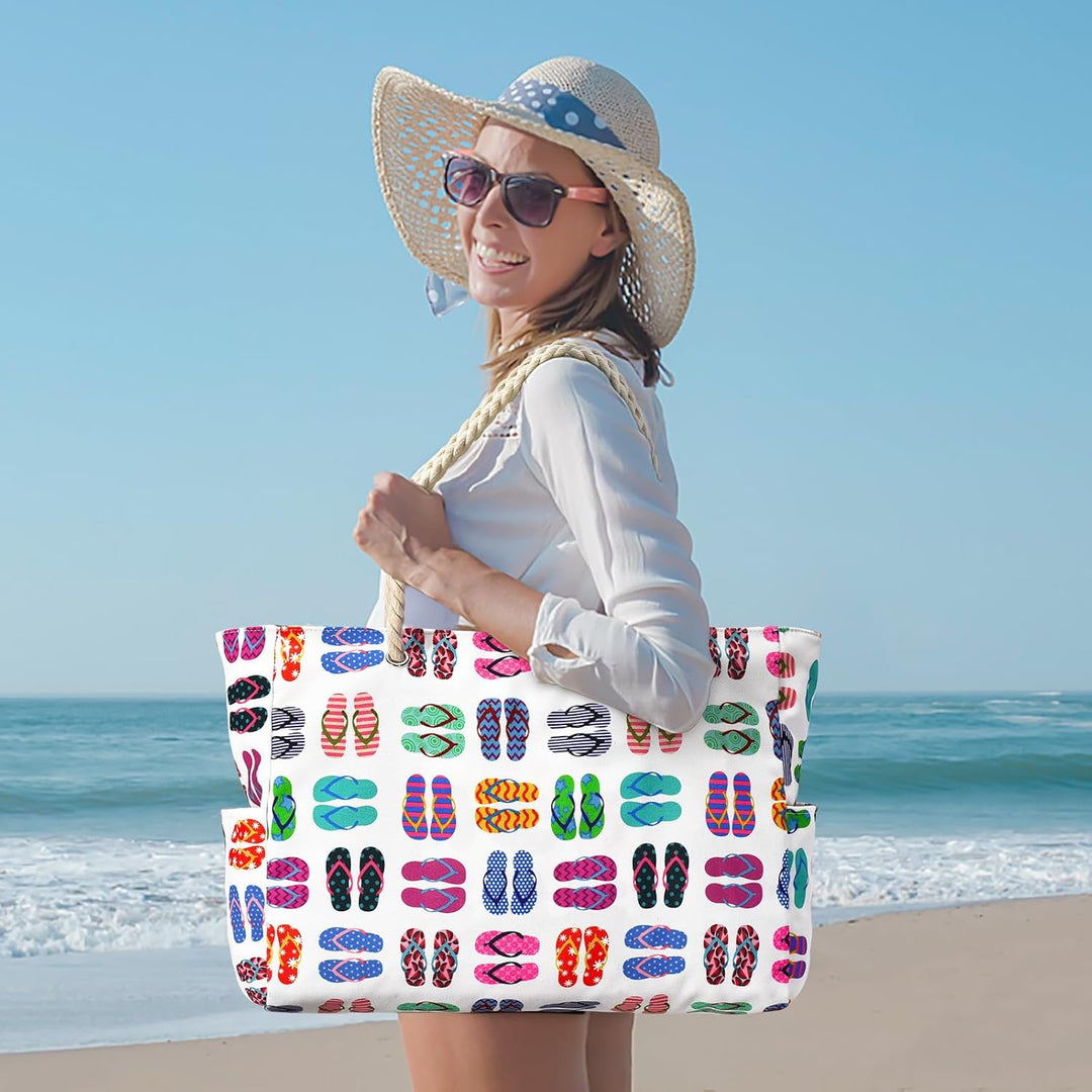 Spacious women's waterproof beach tote, sandproof for a clean and organized trip.