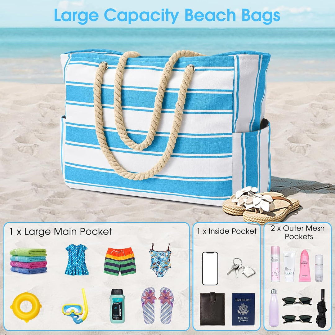 Women's oversized carryall, waterproof and sandproof, ideal for all water activities.